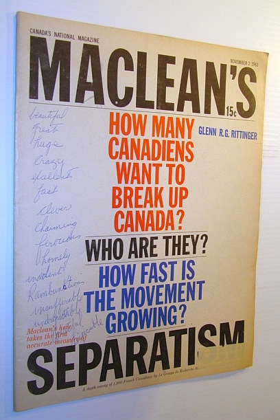 Image for Maclean's Magazine, 2 November 1963 - Canadian Separatism
