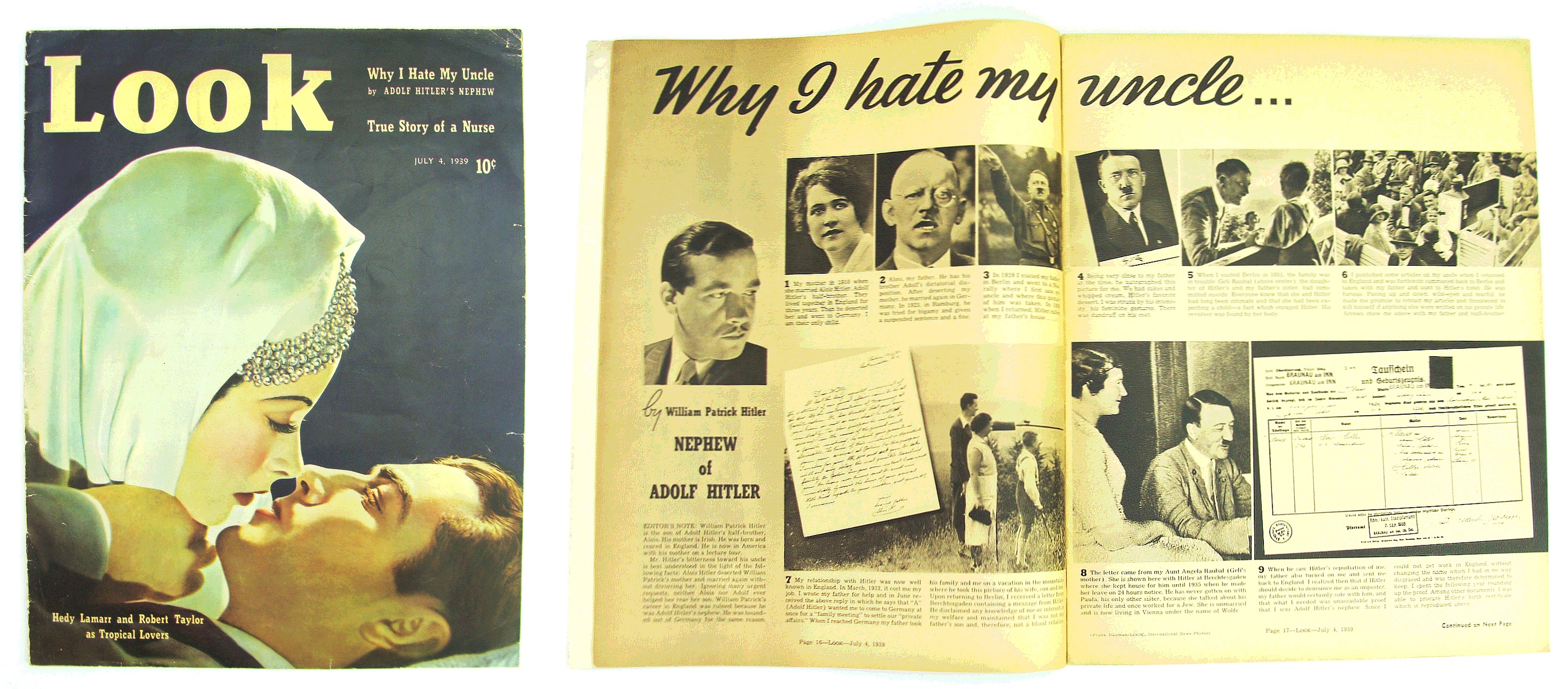 Image for Look Magazine, July 4, 1939 - Why I Hate My Uncle, By Adolph Hitler's Nephew